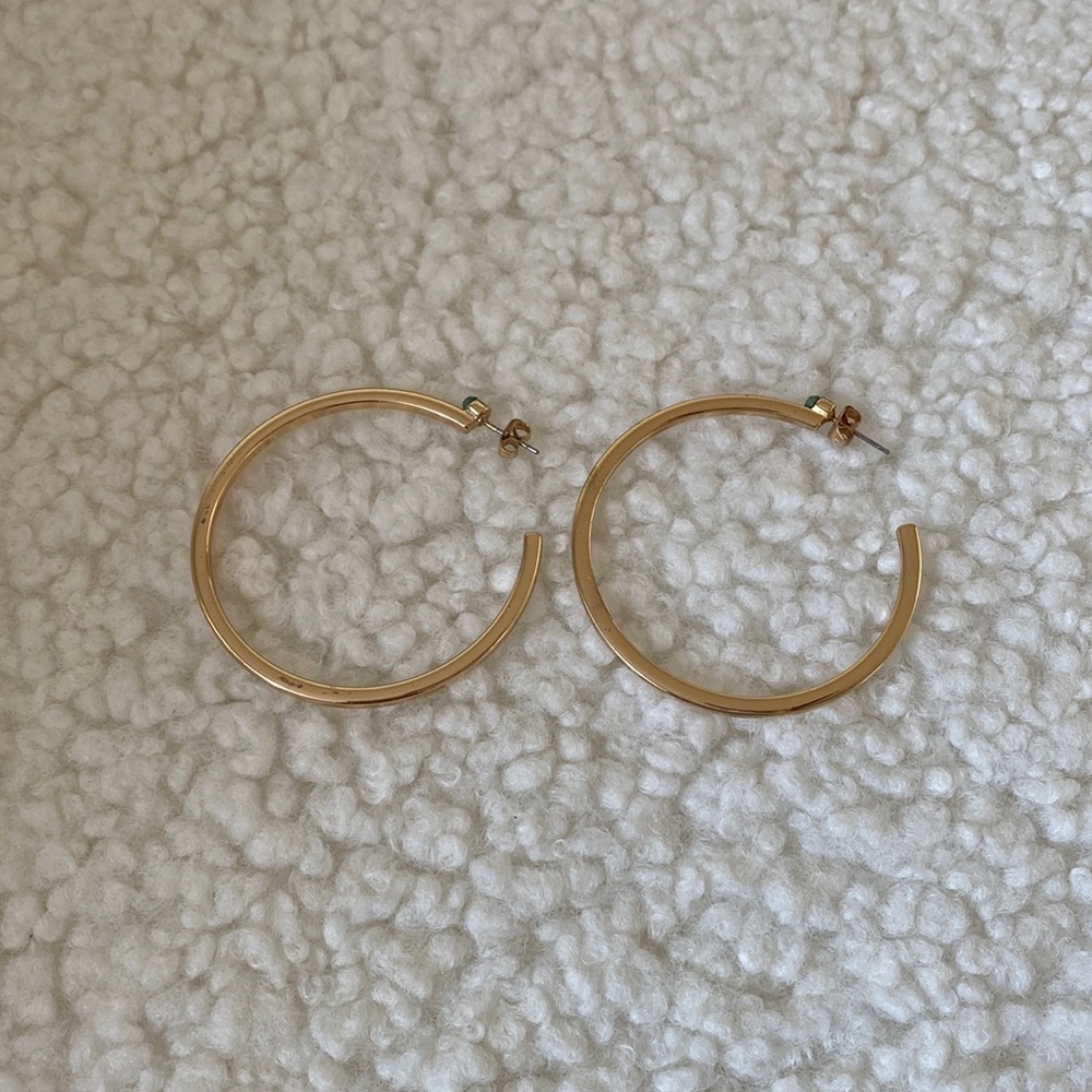 Gold Hoops Green Jewel Earring